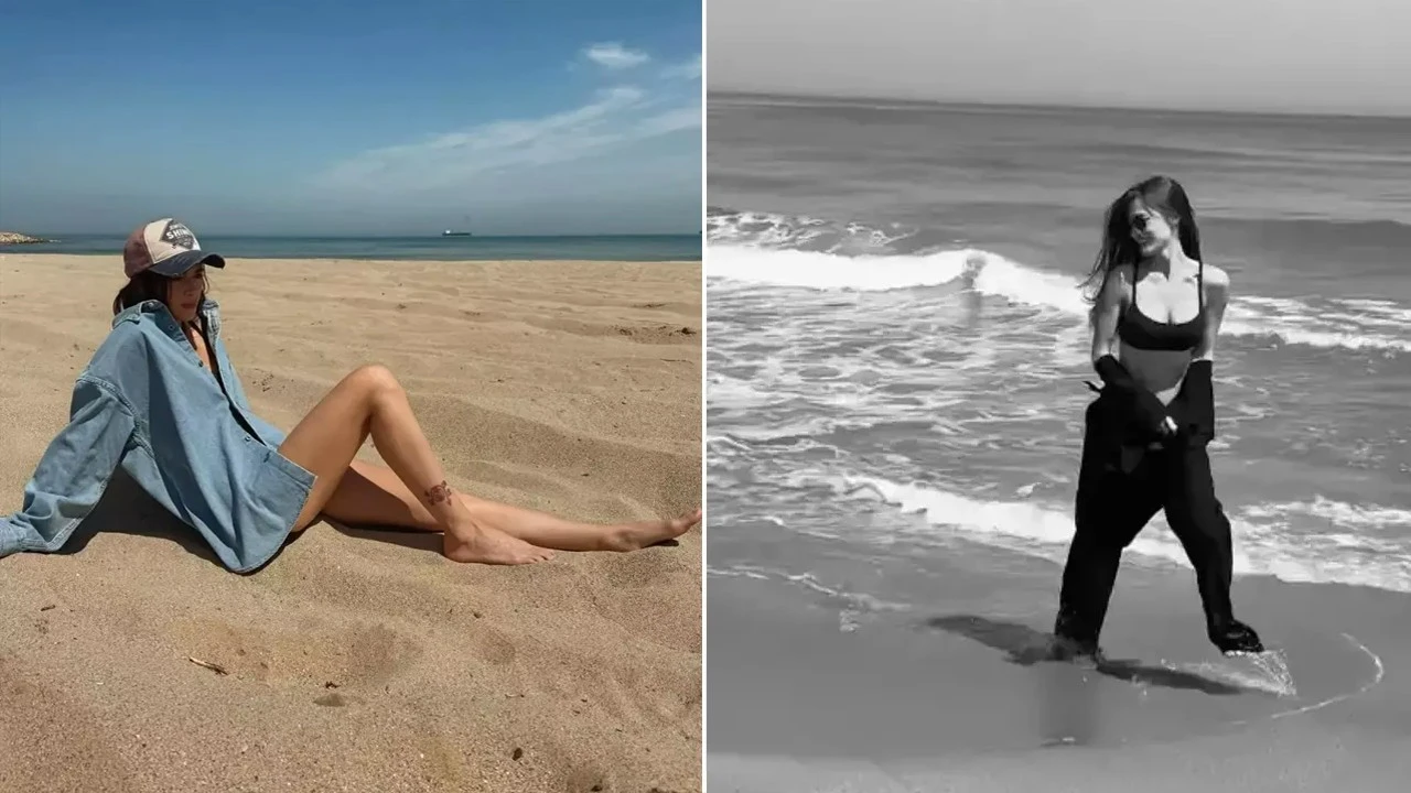 Bensu Soral plajda poz verdi